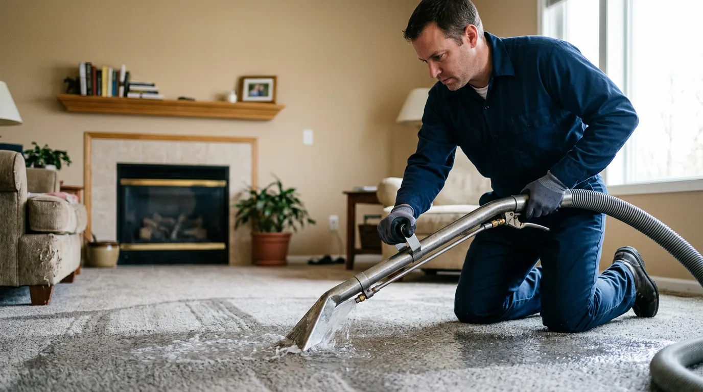 Water damage restoration technician working near Zeigler, IL